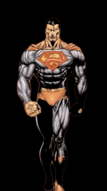 a drawing of a muscular superman with a s on his chest