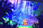 a cartoon character is standing in a jungle