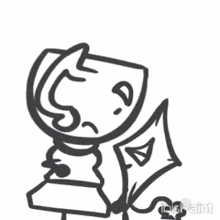a black and white drawing of a trophy with a kite attached to it .