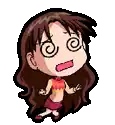 a cartoon girl with a surprised look on her face is making a funny face .