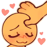 a cartoon drawing of a hand touching a smiley face with hearts around it
