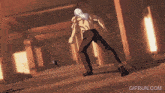a gif from gifrun.com shows a person running through a building