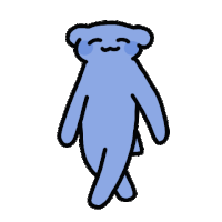 a cartoon drawing of a blue teddy bear