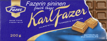 a bar of fazer karl fazer chocolate made from fresh milk