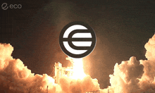 a picture of a rocket being launched with a euro sign in the background