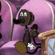 a cartoon character is sitting in a chair with a netflix logo