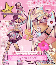 a picture of a girl with a hello kitty on her outfit