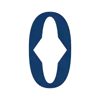 a blue letter o with a diamond in the middle
