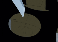 a cartoon character is holding a blue sword