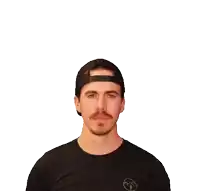 a man with a beard wearing a black hat