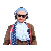 a man in an american flag costume is holding a scroll with a subscribed button on it