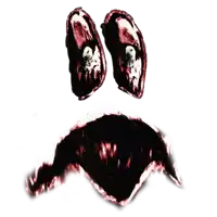 a drawing of a face with blood coming out of the eyes