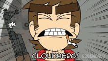 a cartoon of a man smoking a cigarette with the words cloudberg below him