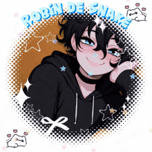 a drawing of a girl with the name robin de snappe on the bottom