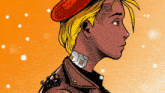 a cartoon drawing of a woman wearing a hat and collar