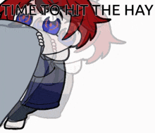 a cartoon drawing of a person with the words time to hit the hay