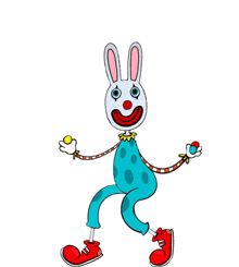 a cartoon of a clown dressed as a bunny