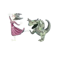 a cartoon drawing of a frog and a fairy flying through the air