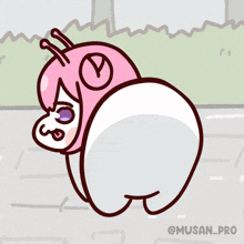 a cartoon drawing of a snail with the name musan_pro below it