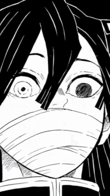 a drawing of a person with a mask on their face