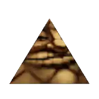 a pyramid with a face on it is shown on a white background