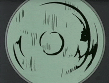 a black and white drawing of a circle with the letter o in the center