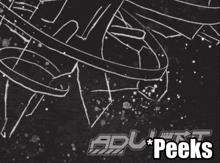 a drawing of a girl with the words peeks above her head