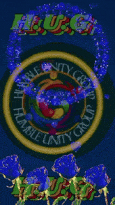 a poster for the humble unity group has blue roses on it