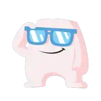 a cartoon character wearing sunglasses and a smile