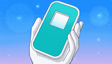 a person is holding a cell phone in their hands