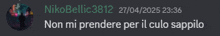 a screenshot of a text message from nikobellic 3612