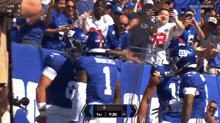 a football game is being played on cbs sports and the score is 34 to 1