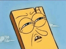 a cartoon character is making a funny face with his eyes closed and a mouth open .