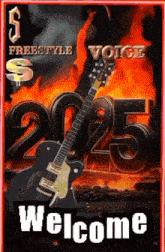 a poster that says welcome with a guitar in front of the numbers 2025