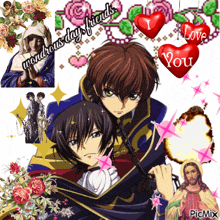 a picture of two anime characters with the words " wondrous day friends " at the top
