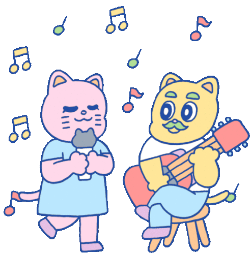 Nene And Coco Singing And Playing Guitar Sticker - Nene And Coco Cat Cute Stickers