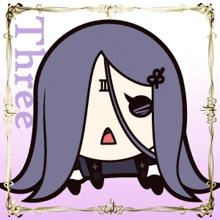 a cartoon drawing of a girl with the number three on the bottom right
