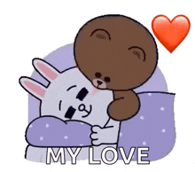 Cony And Bear Brown Good Night Kiss GIF - Cony And Bear Brown Good Night Kiss Bear GIFs