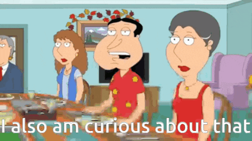 a cartoon of a family sitting around a table with the words 