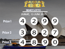 a museum bola sidney lotto advertisement with a boat in the water