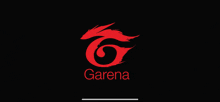a black background with a red and white logo for garena