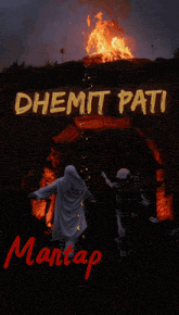 a poster with a skeleton holding a guitar and the words " dhemit pati mantap " on it