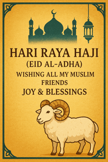 a poster for hari raya haji with a ram