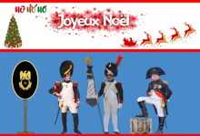 a christmas card with soldiers and the words joyeux noel on it