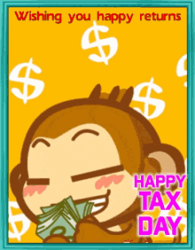 tax return happy tax day monkey tax refund counting cash