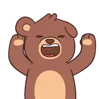 a cartoon drawing of a brown teddy bear with his mouth open