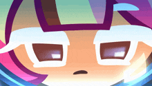 a close up of a cartoon character 's face with a sad look on her face