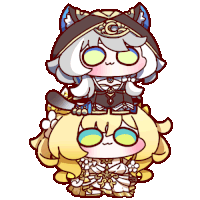 a cartoon of a girl sitting on another girl 's shoulders