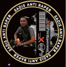 a picture of a man in a circle with the words sadis anti baper