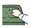 a cartoon drawing of a person 's hand knocking on a door .